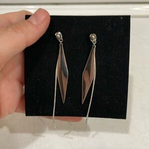 Women Silver Earrings Steel Drop